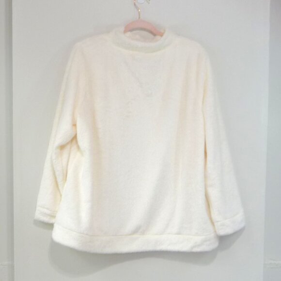 TALBOTS FAUX FUR SWEATER CREAM 2X - Picture 1 of 8